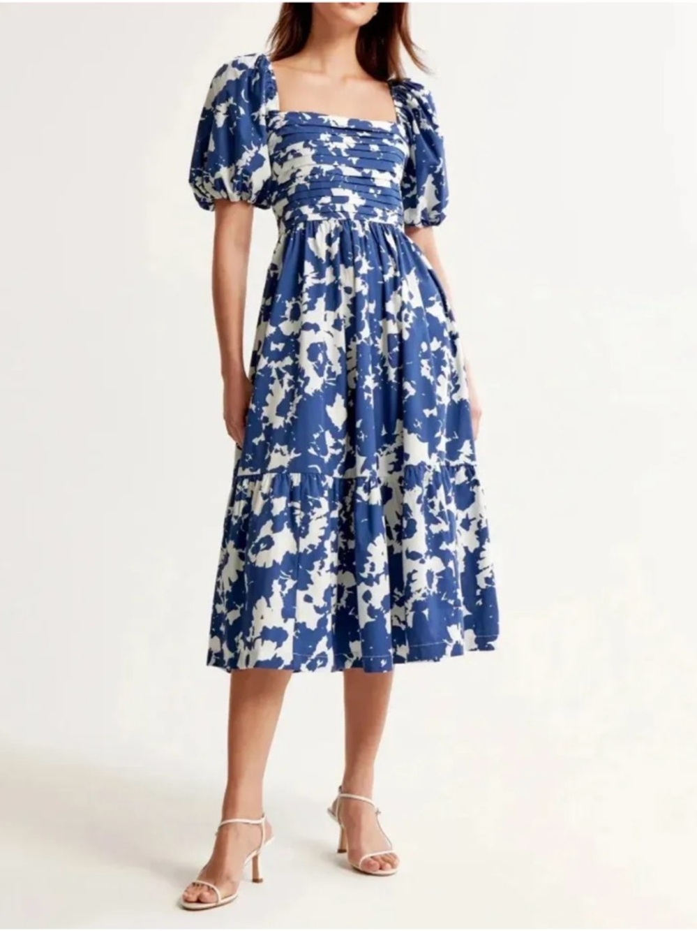 Abercrombie & Fitch Navy and White Floral Midi Dress